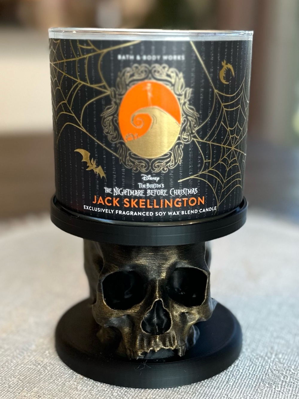 Bath & Body Works Compatible Halloween Skull 3 Wick Candle Holder